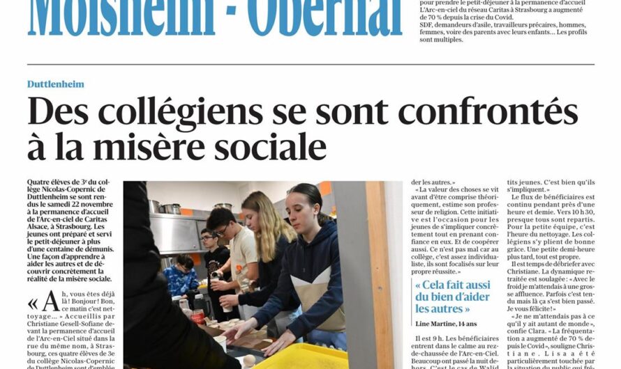 Les élèves du Collège de Duttlenheim chez Caritas